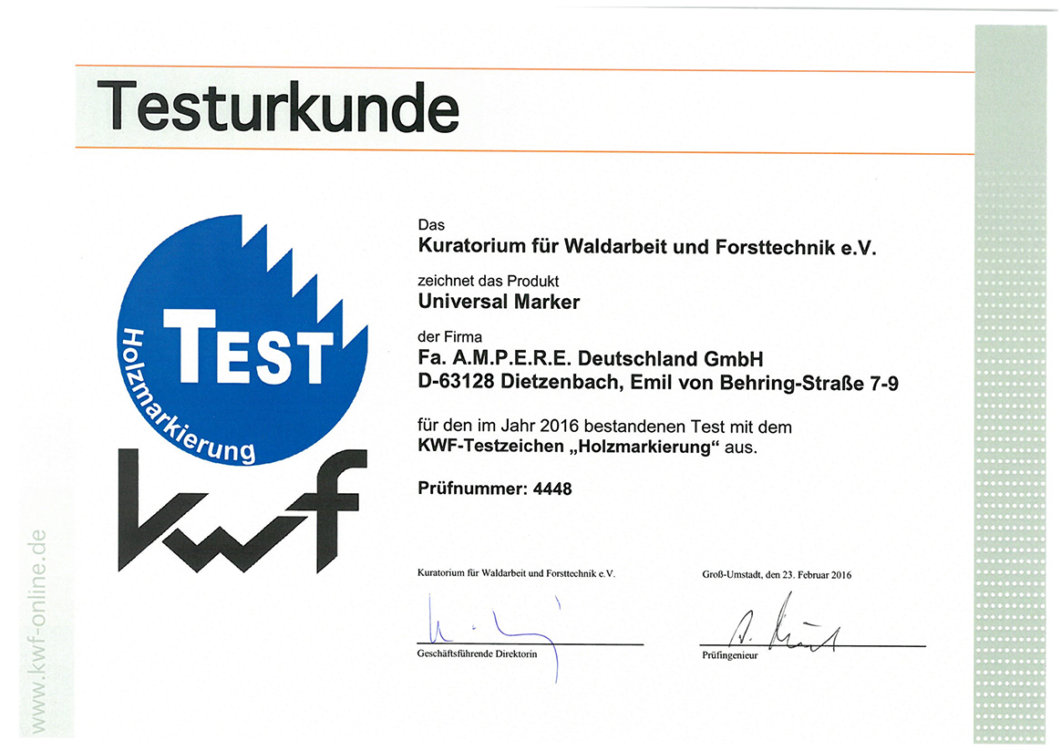 Certificado de Calidad Trazador UNIVERSAL MARKER